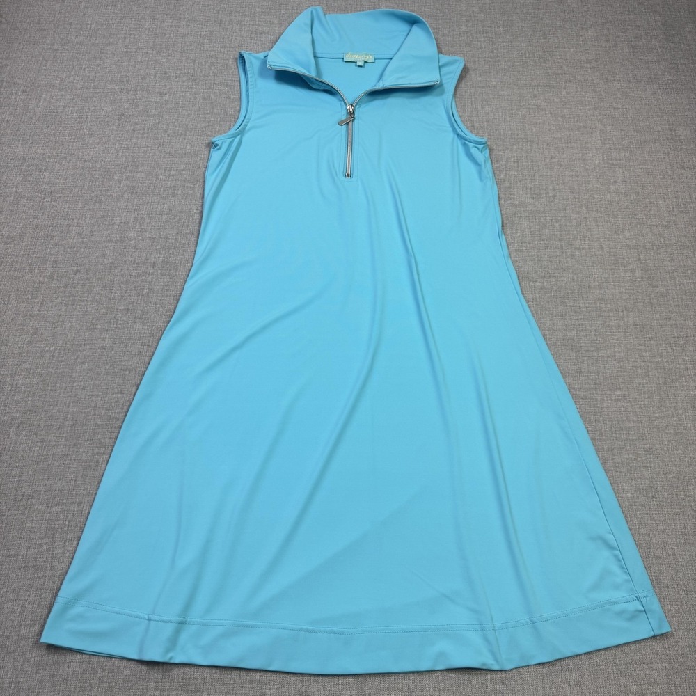 Anthony's Dress Womens S Blue A-Line Tank Collared Knee Length Zip Stretch